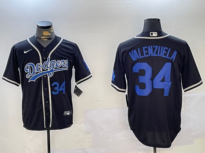 Men Los Angeles Dodgers 34 Valenzuela Black Game 2024 Nike MLB Jersey style 11203
